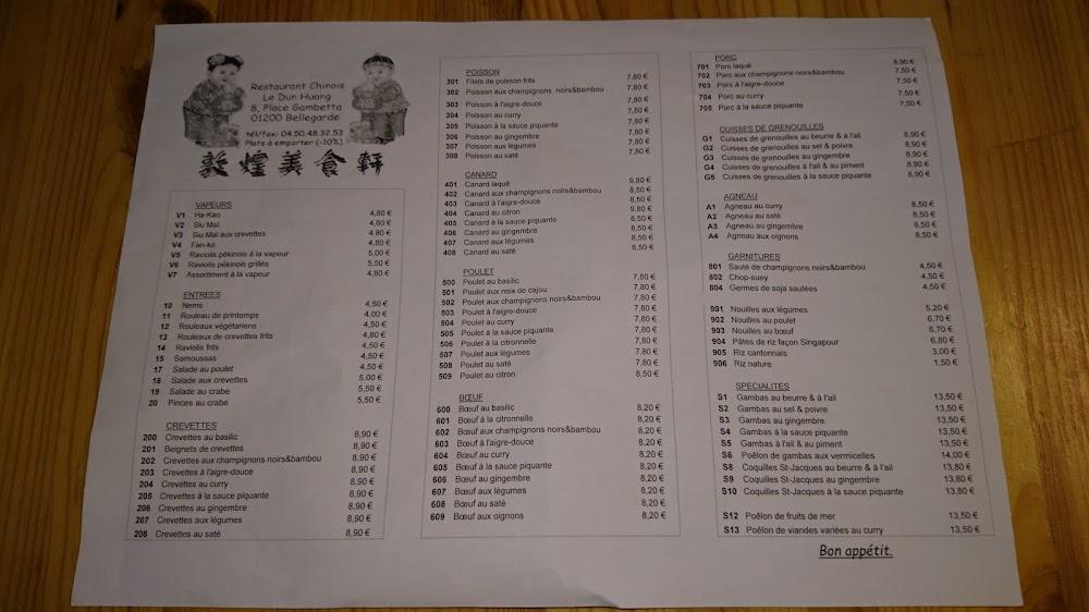 Restaurant Le Dun-Huang - Menu Image 3